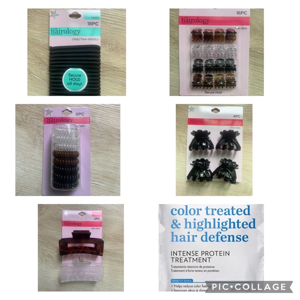 Women’s Hair Bundle- Elastics,Clips,Claws,Protein Packet & Zippered Case- 7 PCS